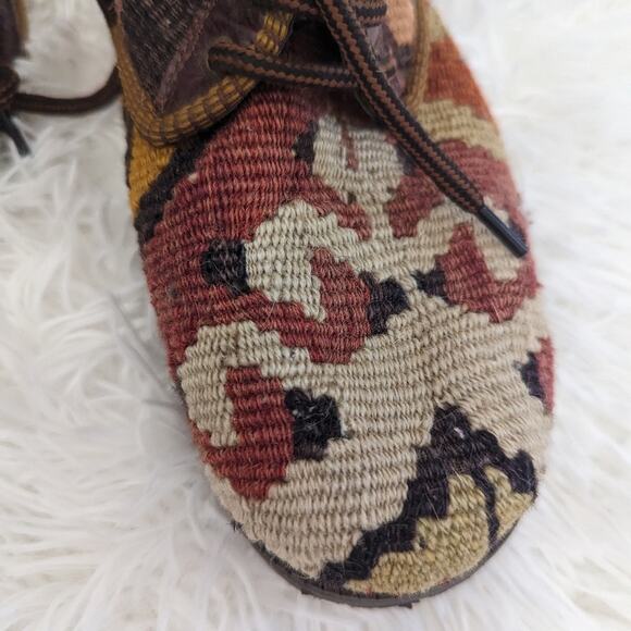 Women's Prestige Carpet Ankle Boots 8.5 Multicolor Patterned Turkey Wool - Picture 6 of 8